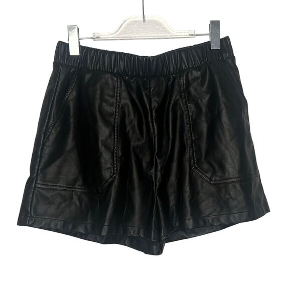 STEVE MADDEN Faux The Record Short High Rise Elastic Waist Black Womens Size L - Picture 3 of 7